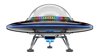 Futuristic UFO with Dome and Colorful Lights