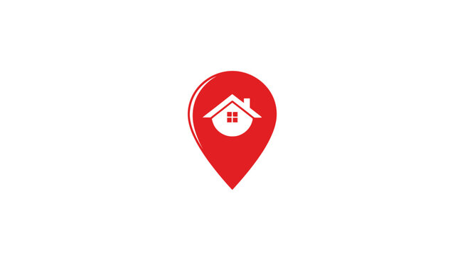 Home location map pin icon. Modern real estate property search symbol, find address graphic for navigation and residential services.