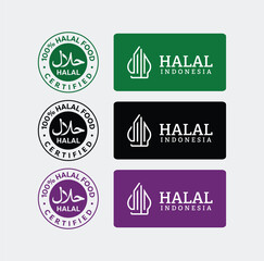 Halal Certification Logo Set for Food Packaging Branding and Marketing in Global and Regional Styles