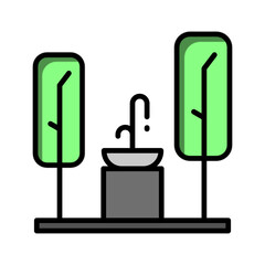 Park Fountain Line Icon &ndash; City Park Editable Stroke