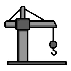 Construction Crane Line Icon &ndash; Urban Development Editable Stroke