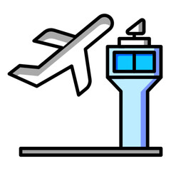 Airport Control Tower Line Icon &ndash; City Transport Editable Stroke