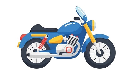 Fototapeta premium Vintage blue motorcycle with yellow accents.
