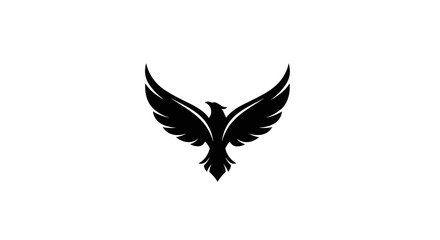 Obraz premium Striking Black Eagle Silhouette with Wings Spread Wide.