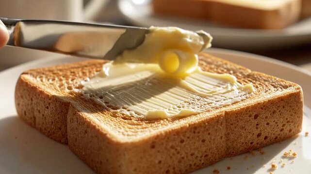Buttering a Slice of Bread with a Knife
