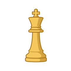 Golden Chess King Piece Vector Icon.