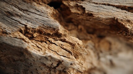 Close Up Wood Fiber Close-Up Texture of Weathered Wood with Cracks and Natural Detail