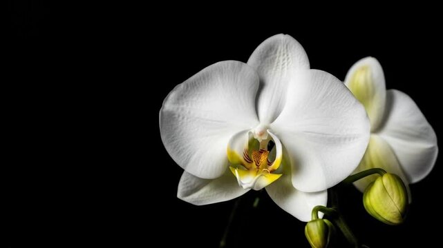 Elegant white orchid blooming