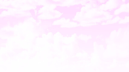 Pink vector watercolor art background with white clouds, pink sky. Hand drawn watercolor vector texture.  Abstract template for flyers, invitation cards, poster, cover design.