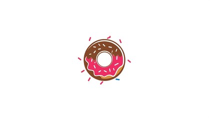 Obraz premium Delicious Donut with Chocolate Glaze and Pink Frosting Illustration.