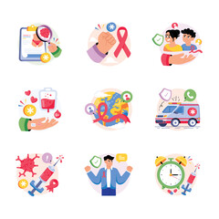 Fototapeta premium Cancer Awareness Concepts Style illustrations set 2