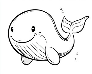 Obraz premium Charming Cartoon Whale Illustration for Kids, Perfect for Books, Games, and Ocean-Themed Designs
