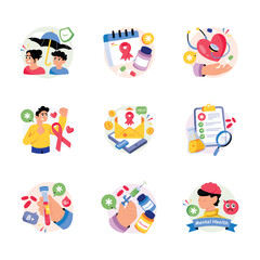 Fototapeta premium Cancer Awareness Concepts Style illustrations set 5