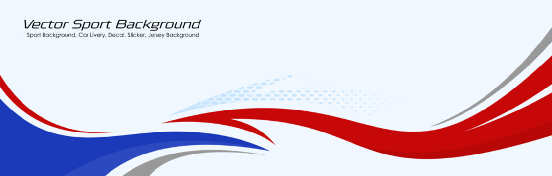 Racing Car sport car branding with racing wrap decal or livery design. Abstract racing graphics blue and red backround EPS 10