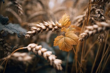 Fototapeta premium Post harvest wheat in fall