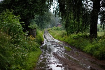 Fototapeta premium Post rain countryside vibrant foliage
