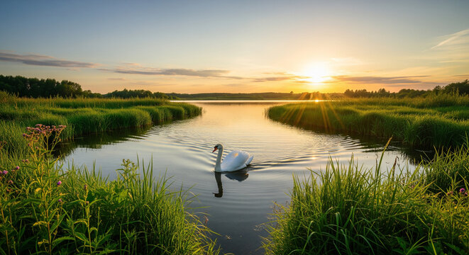 swans on the lake