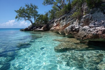 Fototapeta premium Pristine azure waters from an isolated island