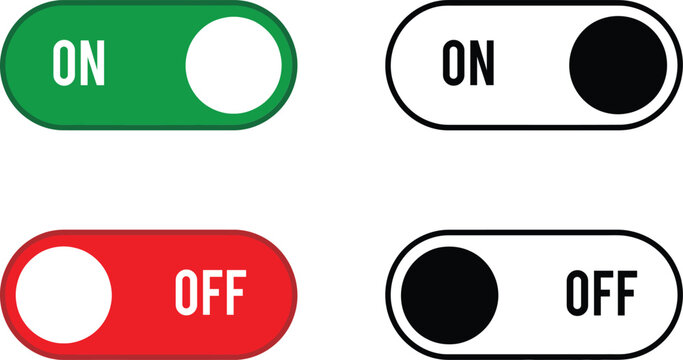 On Off Toggle Switch Buttons UI Interface Icons Set