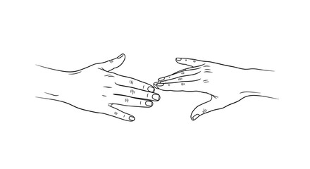 Obraz premium Two hands reaching out to touch fingers.