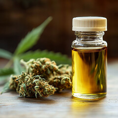 A small bottle of cannabis oil.