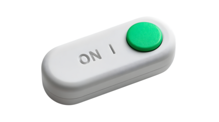 Green on button isolated on white background