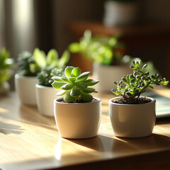 Air purifying plants on the desk