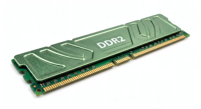 ddr2 ram memory module with silver heat spreader isolated on white background