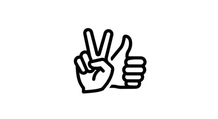 Obraz premium Victory and Thumbs Up Hand Gestures Icon.