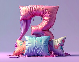 Pillow Number 3 - Soft and Dreamy Three-Dimensional Typography.