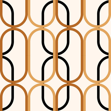 Mid Century Seamless Pattern. 70 s Retro Digital Paper. Vector Illustration.
