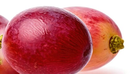 Fresh Red Grapes Closeup on White.