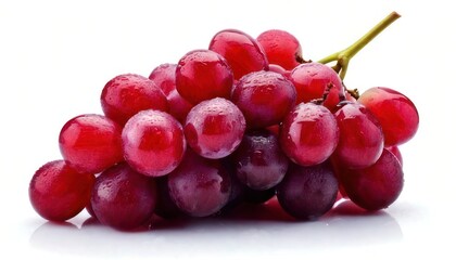 Fresh Red Grapes Cluster on White.