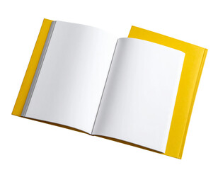 Open Yellow Book with Blank Pages, Angled Perspective, Isolated on Transparent Background