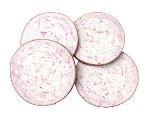  Raw Organic Taro Root Cross Sections, Flat Lay Arrangement, Isolated on Transparent Background