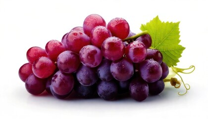 Fresh Red Grapes with Green Leaf.