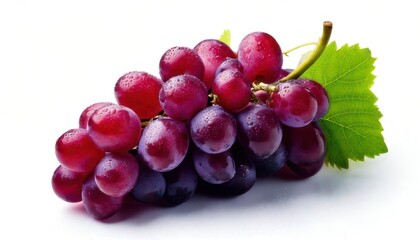 Fresh Red Grapes with Green Leaf.