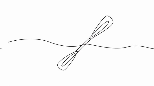 paddle continuous one-line drawing animation. Full-length single-line art, Paddles and oars vector icon in outline style.
