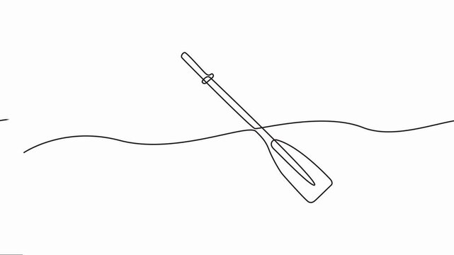 paddle continuous one-line drawing animation. Full-length single-line art, Paddles and oars vector icon in outline style.