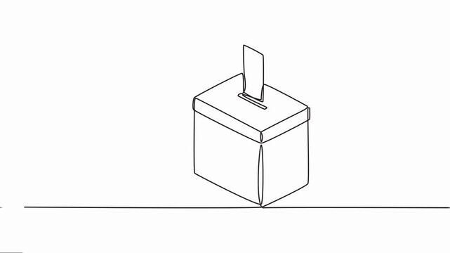 Continuous one single line drawing  ballot vote ballot box, ballot box for General Regional or Presidential Election.