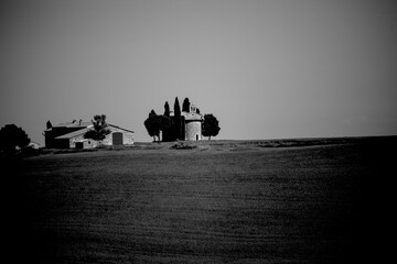 Obraz premium Italia panorami della Toscana in bianco e nero. Provincia di Siena,Val D'Orcia e Chianti Senese. Toscana, Italia 