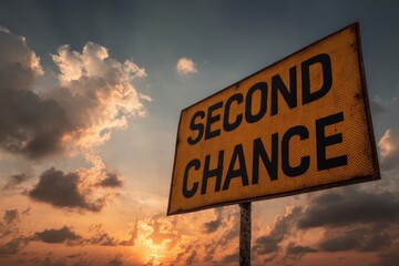 Sky backdrop with Second Chance sign