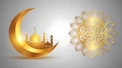 Golden Crescent and Mandala Design for Cultural Celebration