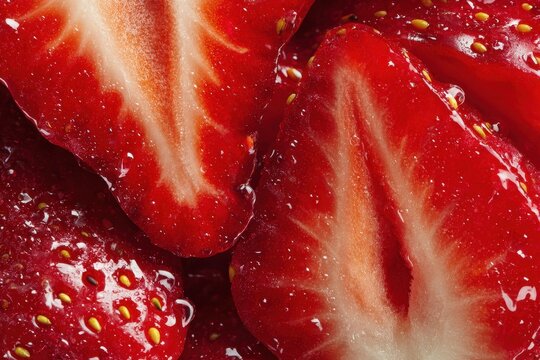 Sliced strawberries close up