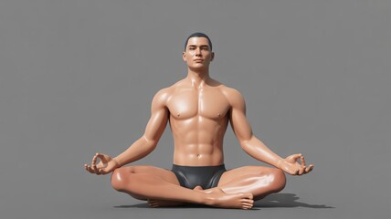 Muscular Man in Lotus Meditation Pose