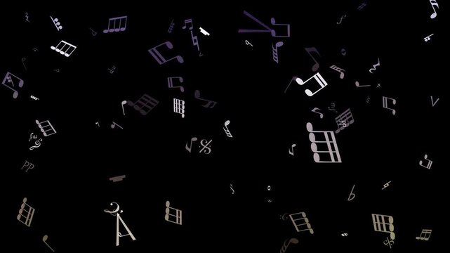 Disonant Music Symbols with Burst Speed on Black Background/不協和音