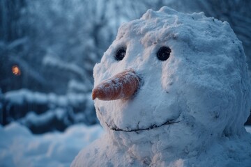Obraz premium Snow figure at dusk with large nose