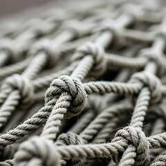 Tangled rope network with knots and twists