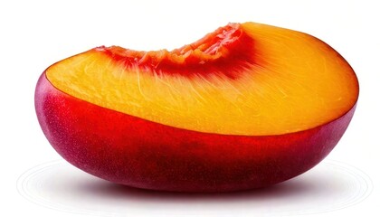 Fresh Ripe Peach Half on White Background.