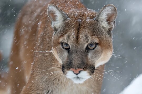 Snowy mountain lion